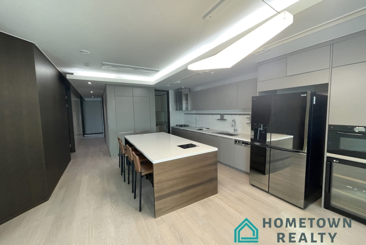 Kitchen space with stools