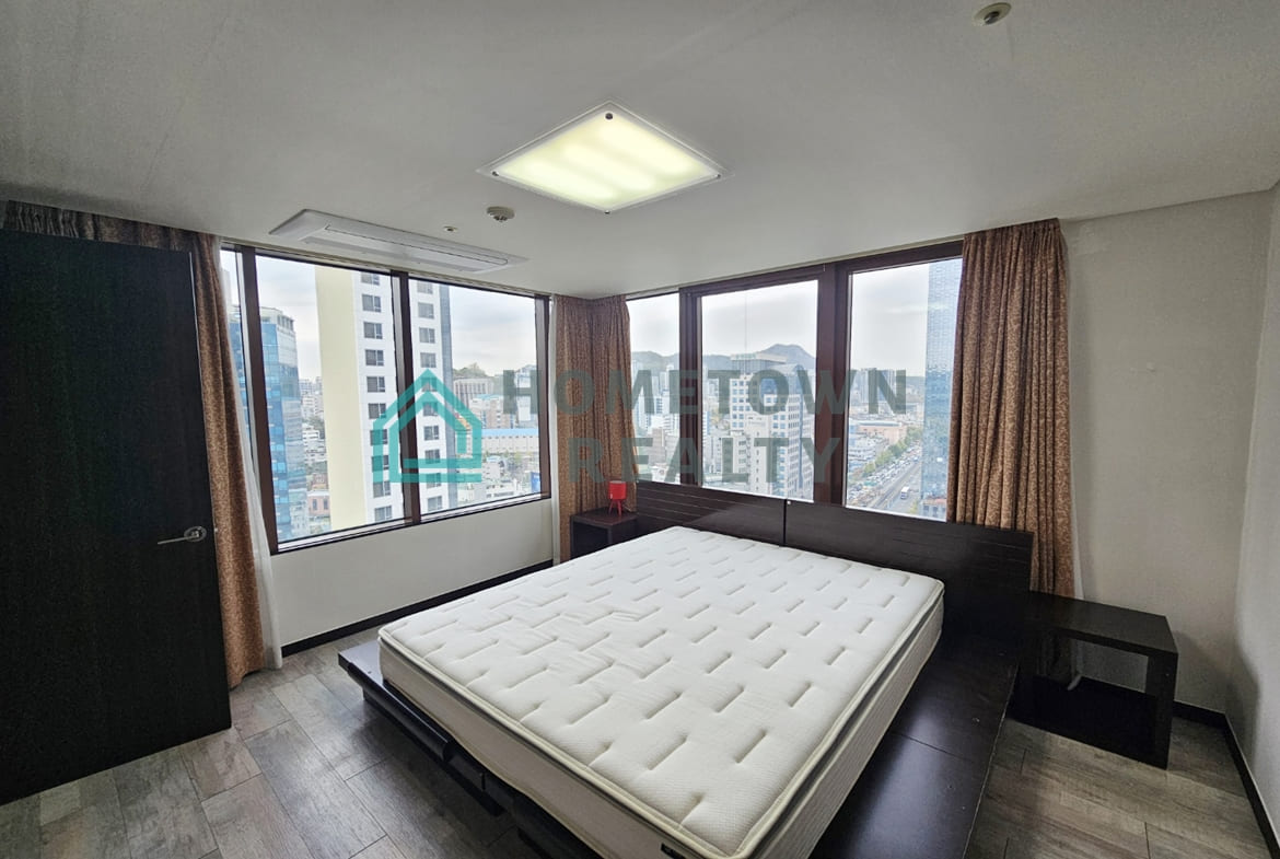 Bedroom with windows